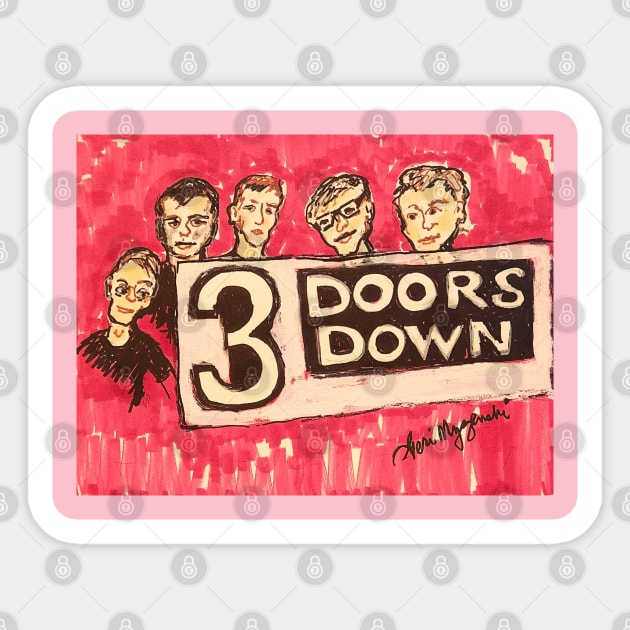 3 Doors Down Sticker by TheArtQueenOfMichigan 